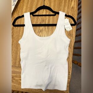 Abercrombie & Fitch White Ribbed Scoop Tank Top NWT
